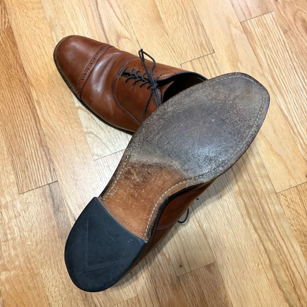 Allen Edmonds Byron Cap Toe Brogue Oxford Mens Size 10 B Brown Leather Shoes